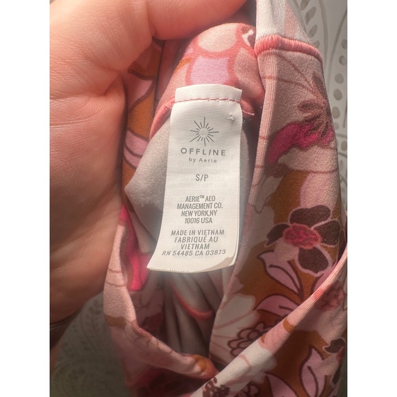 Aerie OFFLINE Floral Bike Shorts Brown Pink White Retro Yoga Athletic S - Picture 7 of 11